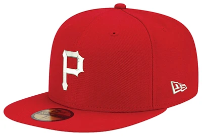 New Era Mens New Era Pirates Logo White 59Fifty Fitted Cap - Mens Red/Red Size 8
