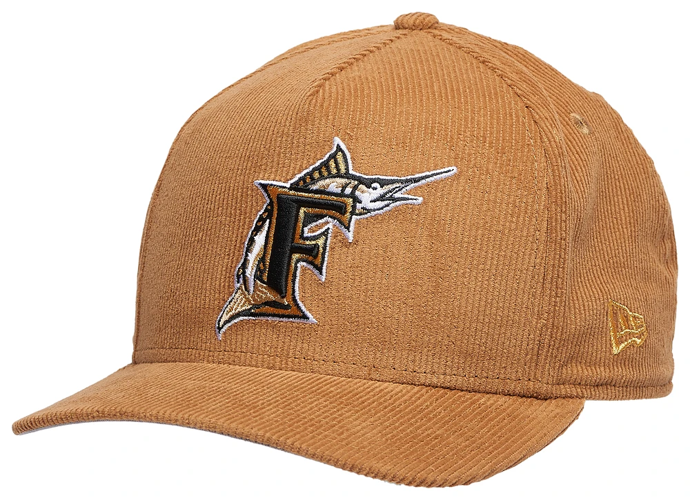 New Era Mens New Era Marlins 950 A Frame 10th Anniversary Curve Cap - Mens Wheat/Cord Size One Size