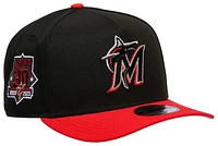 New Era Mens New Era Marlins 950 A Frame 30th Curve Cap - Mens Black/Federal Red Size One Size