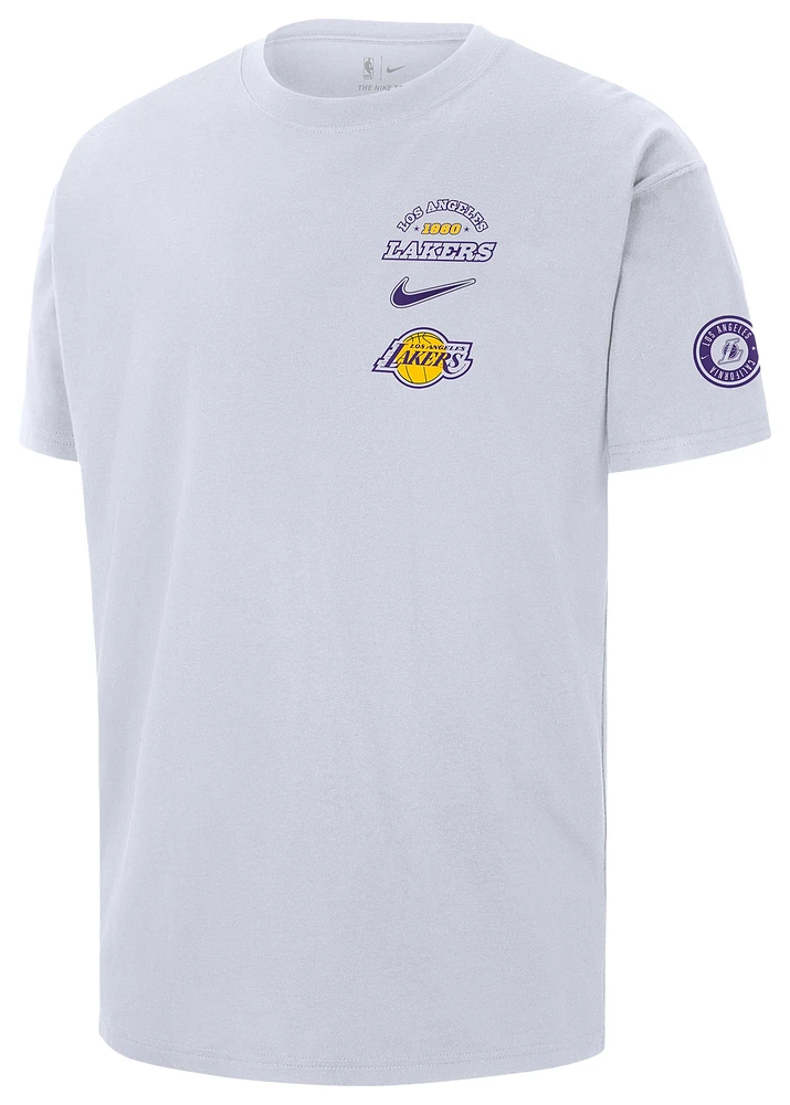 Nike Mens Los Angeles Lakers Varsity Short Sleeve T-Shirt - White/Purple