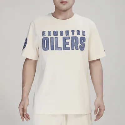 Pro Standard Mens Edmonton Oilers Pro Standard Oilers Varsity Blues T-Shirt - Mens White/Blue Size L