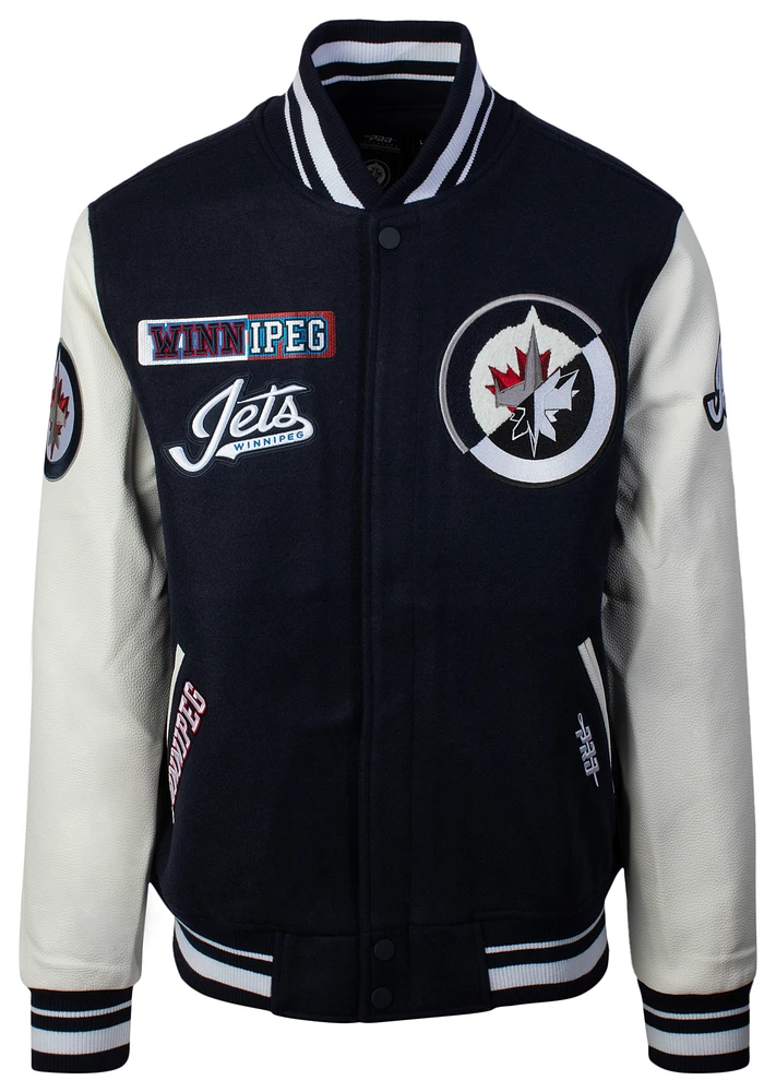 Pro Standard Mens Winnipeg Jets Pro Standard NHL Winnipeg Jets Varsity Jacket - Mens White/Navy Size M