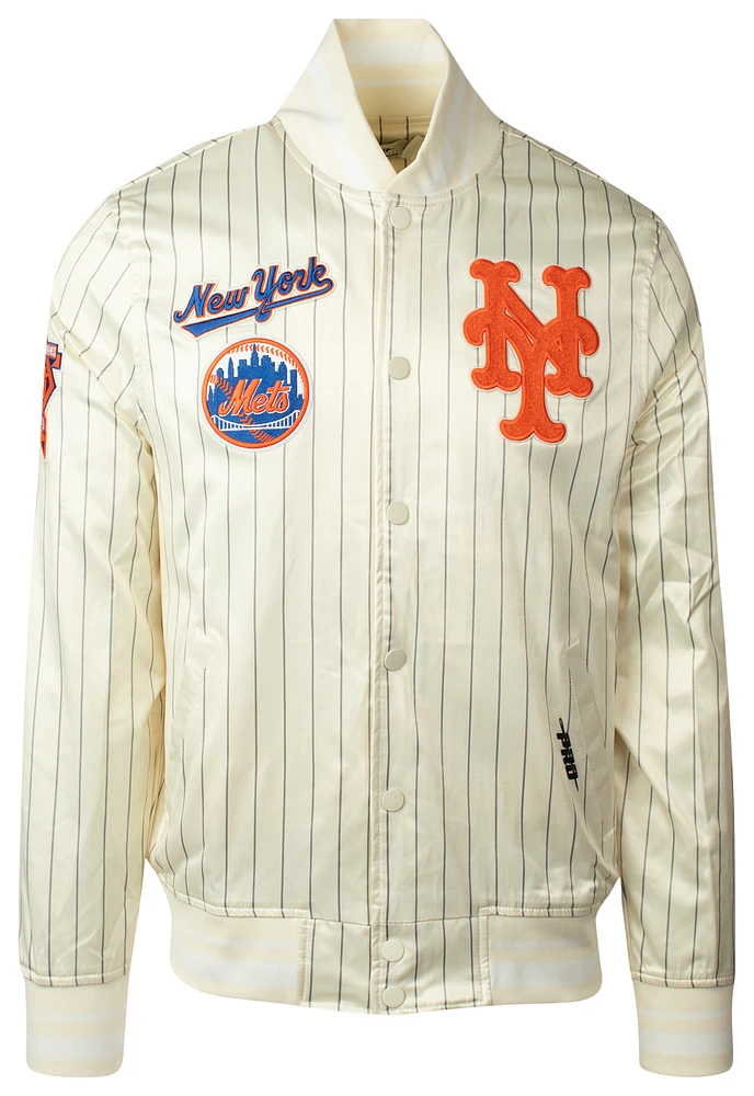 Pro Standard MLB Mets Pinstripe Satin Jacket  - Men's