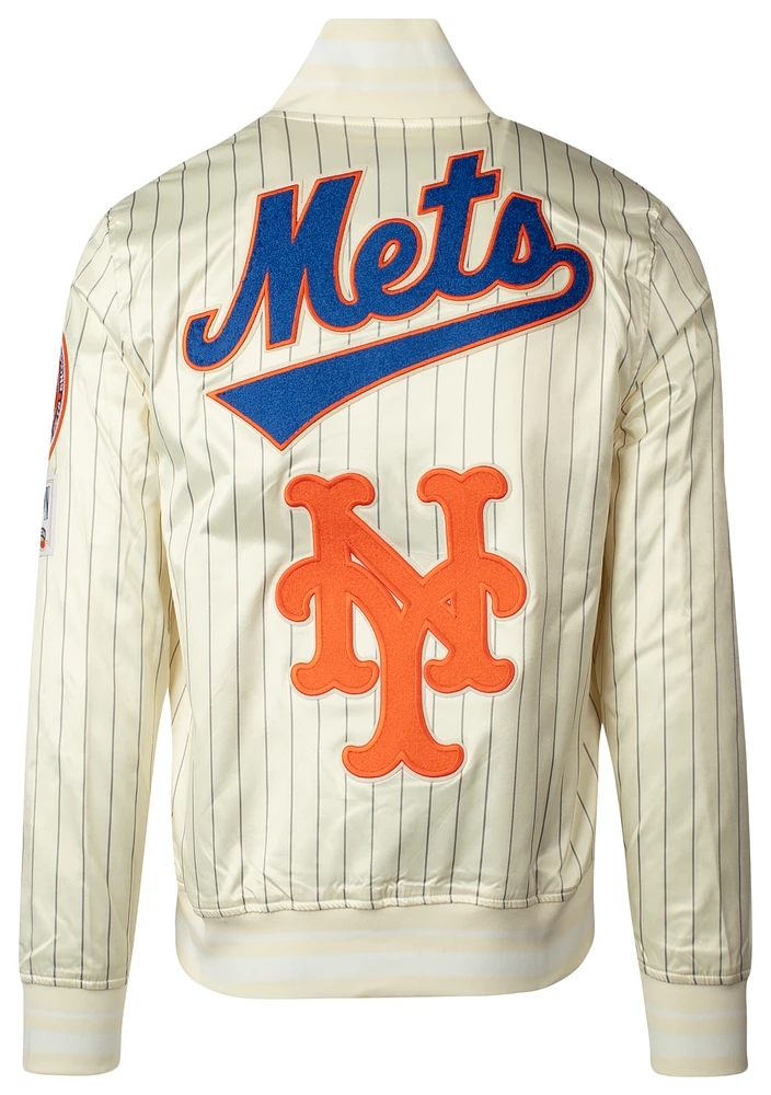 Pro Standard MLB Mets Pinstripe Satin Jacket  - Men's