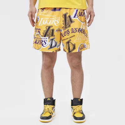 Pro Standard Mens Los Angeles Lakers Toss Woven Shorts - Black/Yellow/Purple