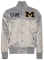 Pro Standard Mens Michigan Classic Satin Jacket - Silver/Navy