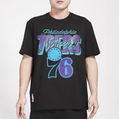 Pro Standard Mens Pro Standard 76ers Aqua Block SJ T-Shirt - Mens Black Size XL