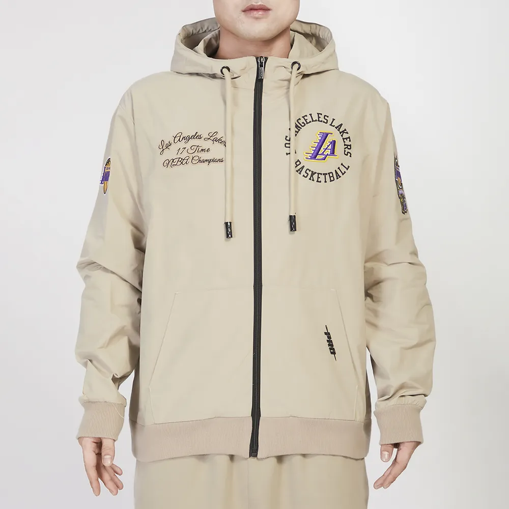 Pro Standard Lakers Woven Hybrid Full Zip Hoodie - Men's