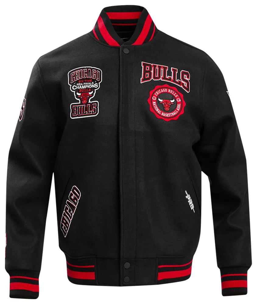 Pro Standard Mens Chicago Bulls Wool Varsity Jacket - Black/Red/White