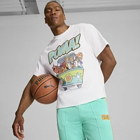 PUMA Mens Hoops x Scooby-Doo Short Sleeve T-Shirt - White/Teal