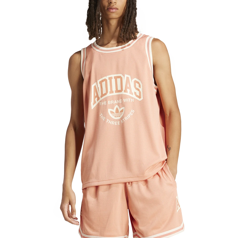 adidas Originals Mens Varsity Tank Top - Beige/Pink