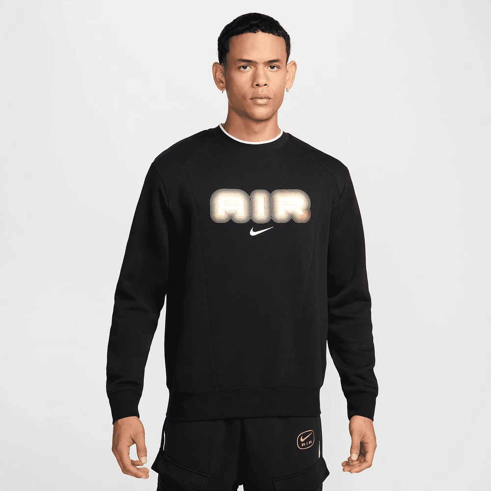 Nike Mens NSW SW Air Fleece Crew - Black/White/Gold