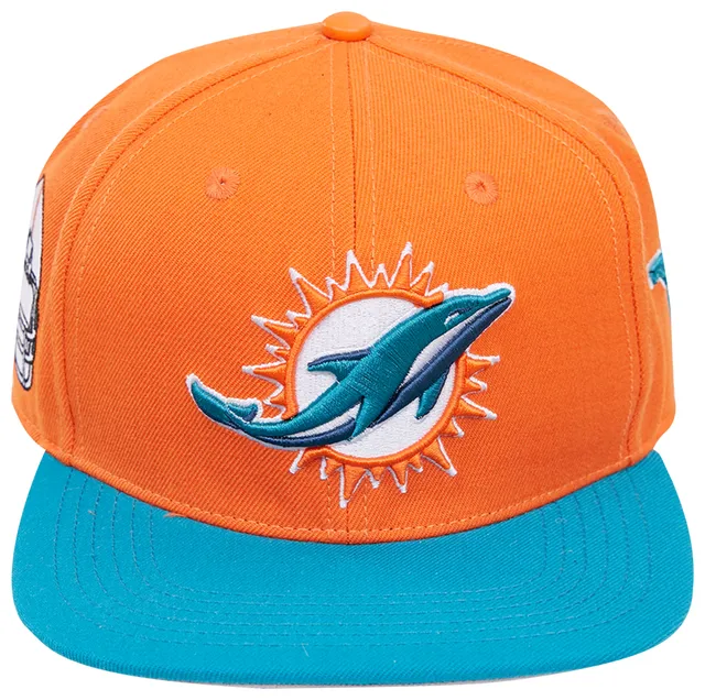 New Era Men's Cream, Aqua Miami Dolphins Team Stripe Trucker