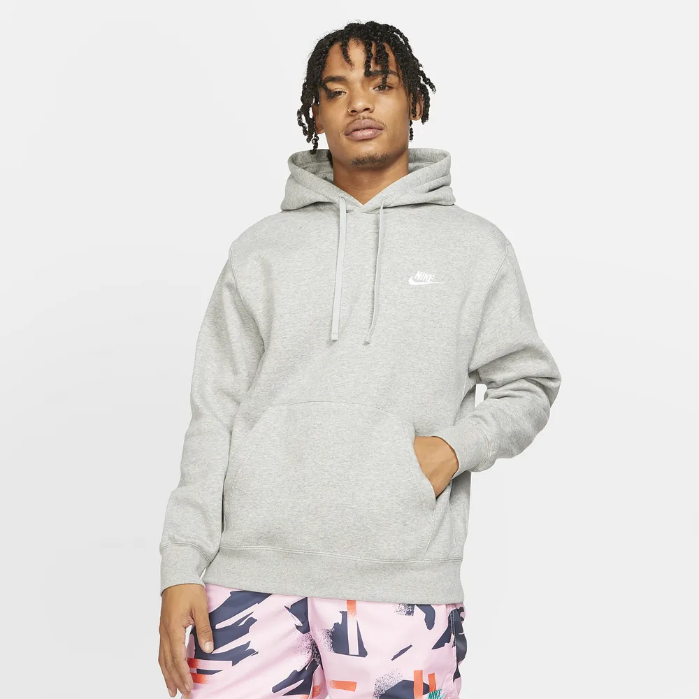 Nike Mens AOP Club Hoodie - Dark Grey Heather/White