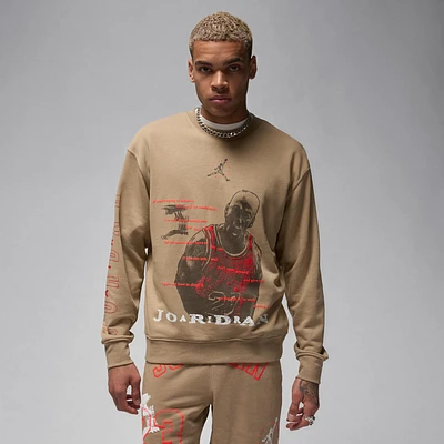 Jordan Mens Essential Fleece Crew - Khaki/Red