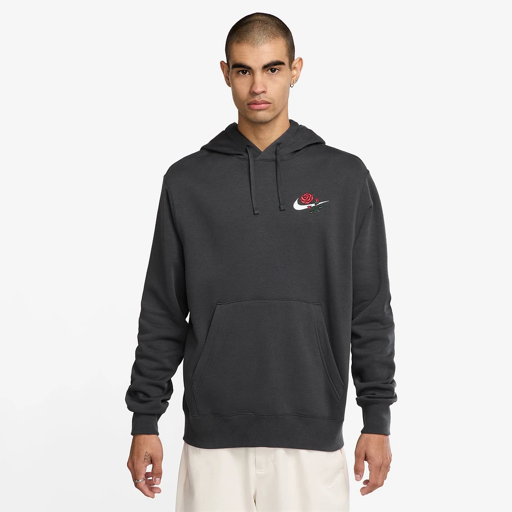 Nike Mens NSW Embossed Rose Club BB Pullover Hoodie - Anthracite/Black/Red