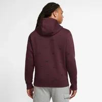 Nike Mens Club+ AOP Basketball Pullover Hoodie - Maroon/Black