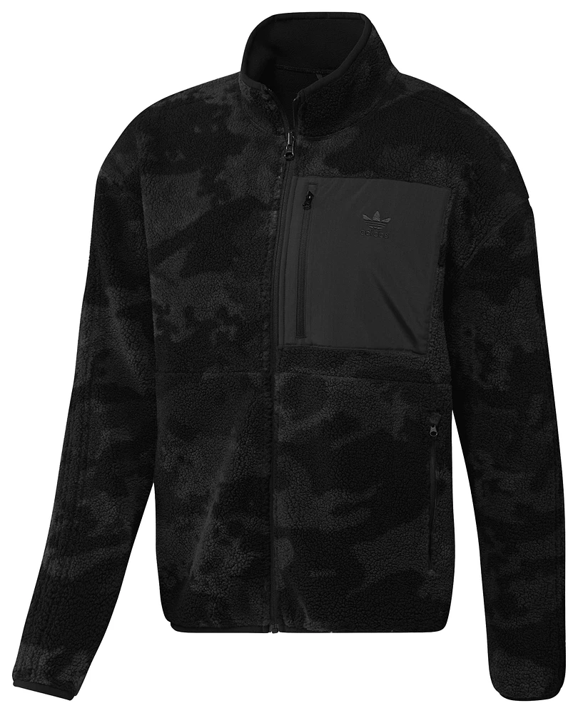 adidas Mens Camo Fleece Jacket - Black/Black