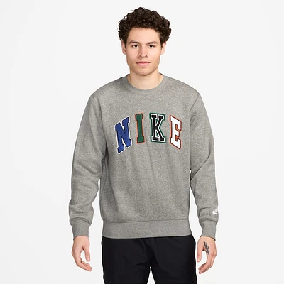 Nike Mens Club BB Crew Letters - Dark Grey Heather/White