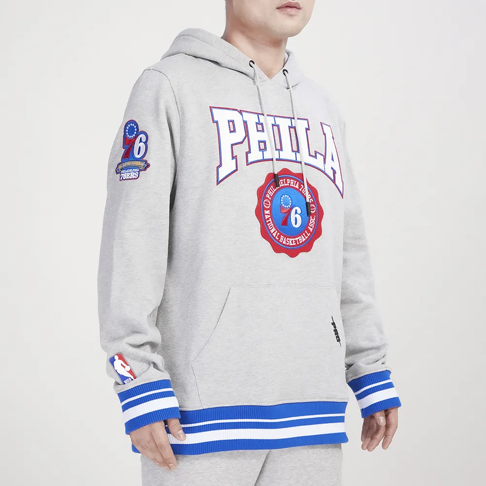 Pro Standard Mens 76ers Crest Emblem Fleece P/O Hoodie - Gray