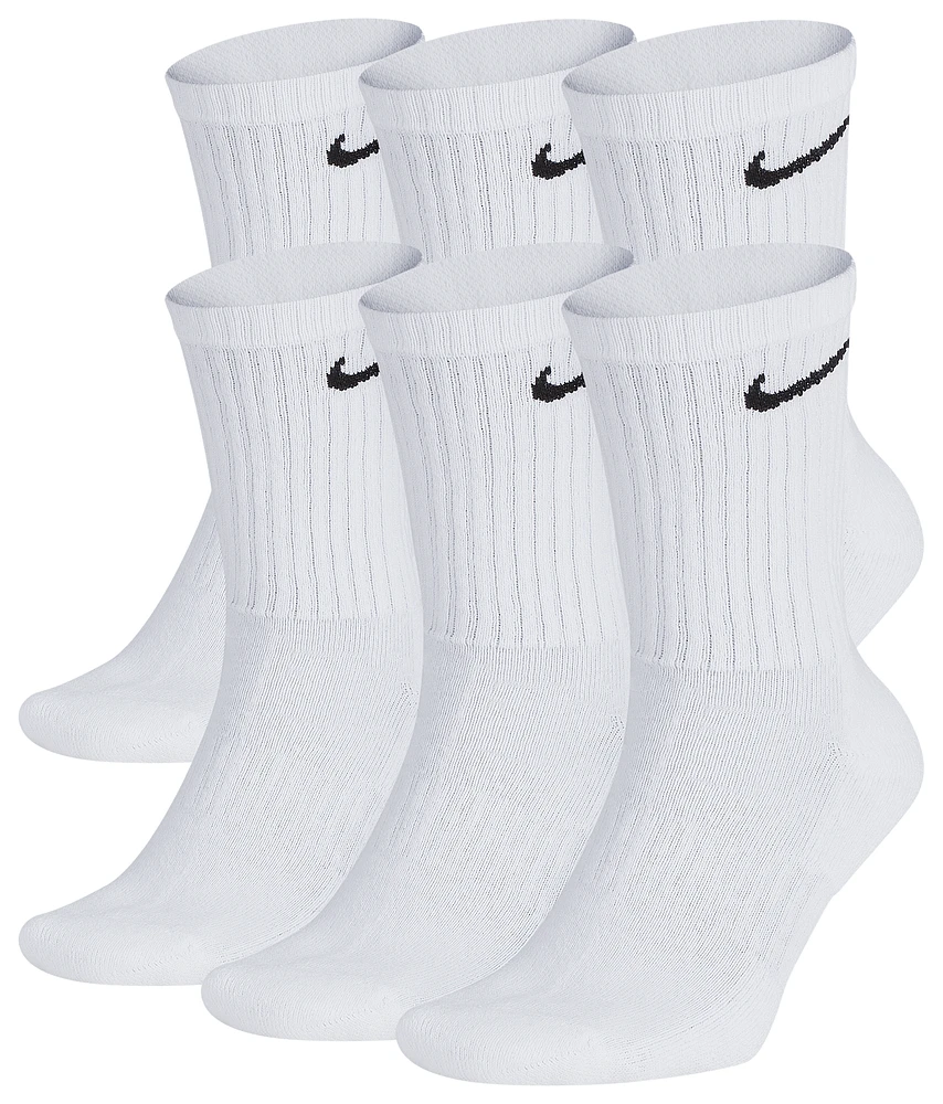 Nike Mens Nike Everyday Cush Crew 6PR - Mens White/Black Size M