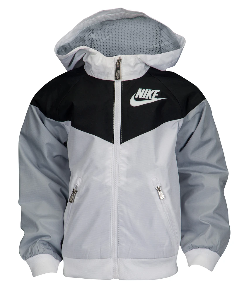 Nike Boys Windrunner Jacket - Boys' Toddler White/Black/Wolf Grey