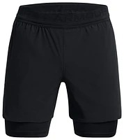 Under Armour Mens Peak Woven 2-in-1 Shorts - Black/Black