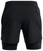 Under Armour Mens Peak Woven 2-in-1 Shorts - Black/Black