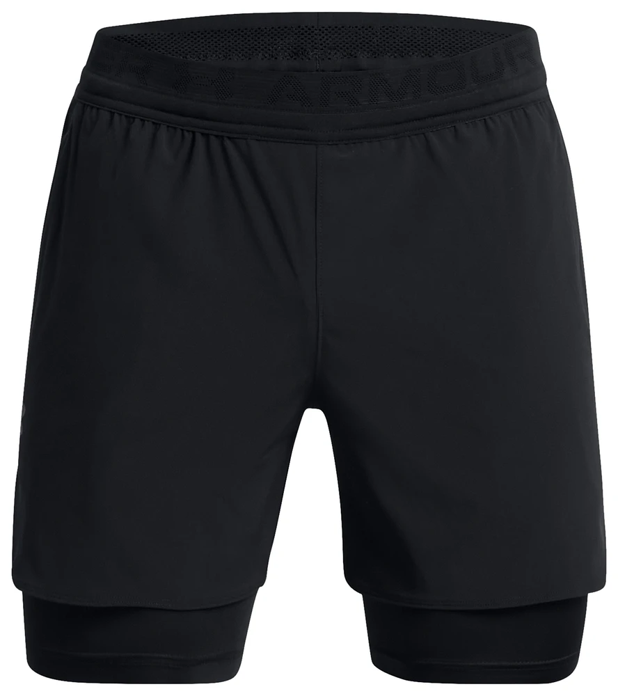 Under Armour Mens Peak Woven 2-in-1 Shorts - Black/Black