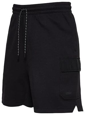 LCKR Mens Fleece Cargo Shorts - Black/Black