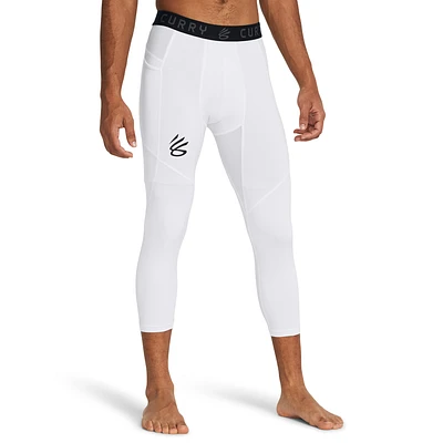 Under Armour Mens Under Armour Curry 3/4 Comp Leggings - Mens White/White/Black Size XXL