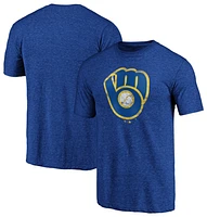 Fanatics Mens Fanatics Brewers Weathered Official Logo T-Shirt - Mens Heather Blue Size S