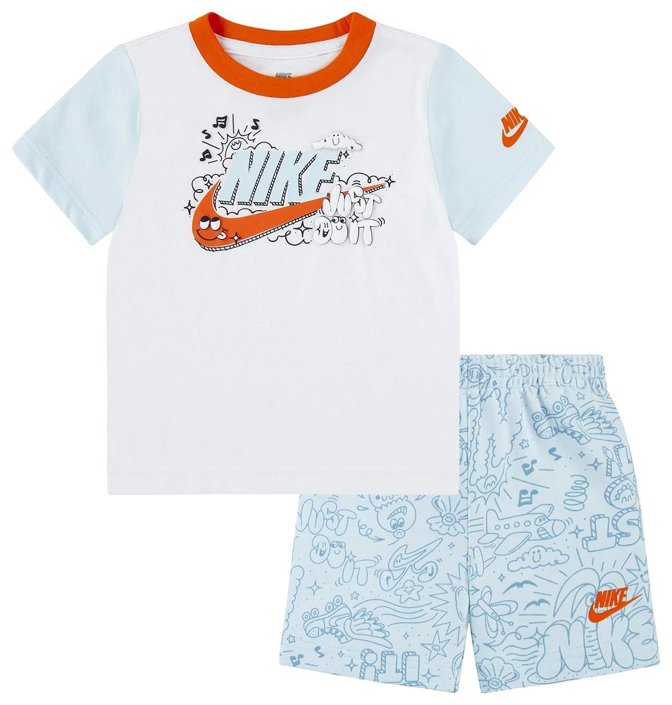 Nike Boys Nike NSW CYOA FT Short Sleeve T-Shirt and Shorts Set - Boys' Toddler Blue/Multi Size 2T