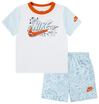 Nike Boys Nike NSW CYOA FT Short Sleeve T-Shirt and Shorts Set - Boys' Toddler Blue/Multi Size 2T