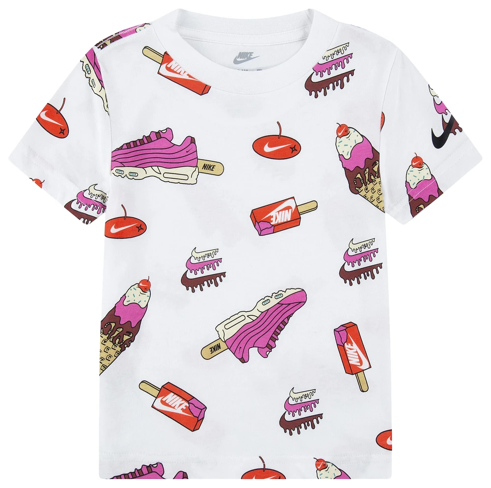 Nike Boys Sole Food Print Basic Short Sleeve T-Shirt - Boys' Toddler White/Multi