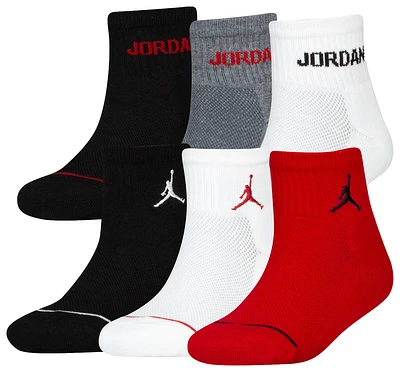 Jordan Boys Jumpman 6 Pack Quarter Socks - Boys' Grade School Black/White/Red