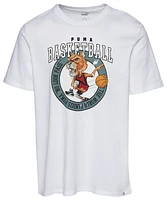 PUMA Mens PUMA Caricature Basketball Pass T-Shirt - Mens White/Grey Size S