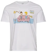 PUMA Mens PUMA Beavis & Butthead T-Shirt - Mens White/Pink/Yellow Size S