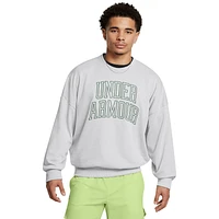 Under Armour Mens Icon Heavyweight Terry OS Crew - Forest Green/Gray Light Heather