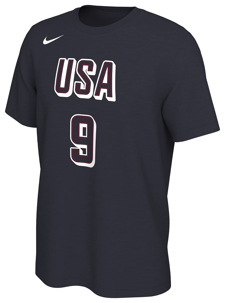 Nike Mens Tyrese Haliburton USAB Olympic Player Name & Number T-Shirt - Red/Navy/White
