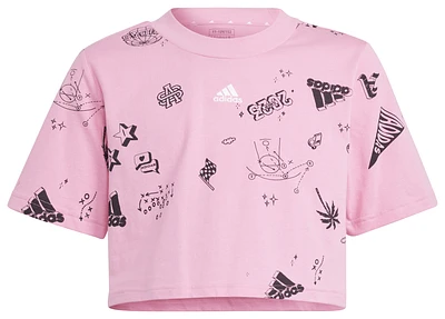 adidas Brand Love Q3 All Over Print T-Shirt  - Girls' Grade School