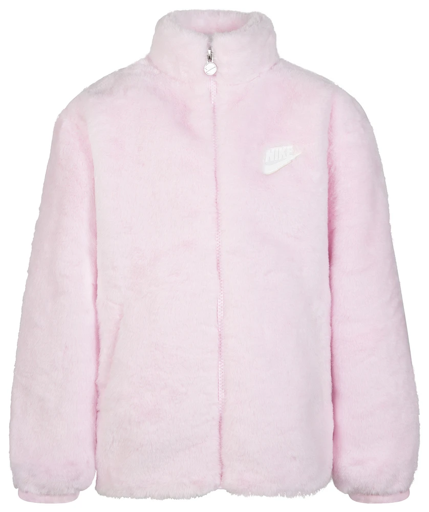 Nike Faux Fur Jacket  - Girls' Preschool