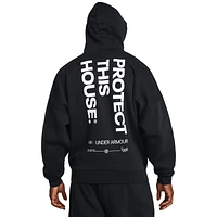 Under Armour Mens PTH Icon Fleece Oversized Hoodie - Black/White