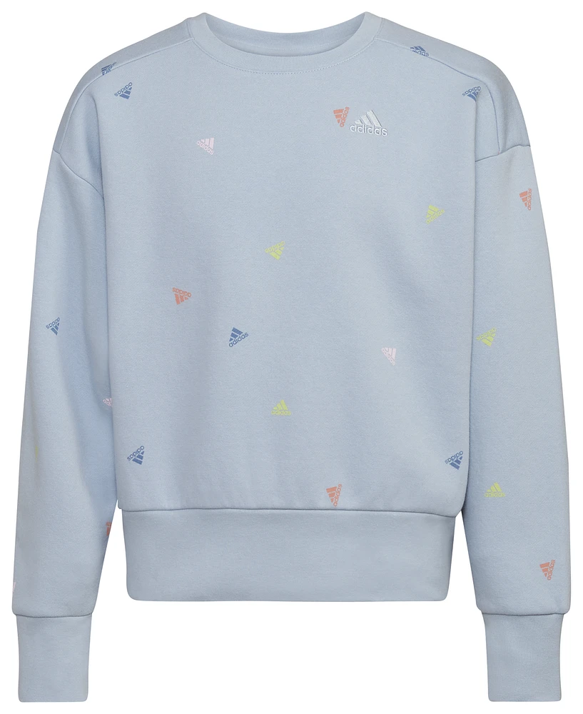 adidas AOP Fleece Crew Neck Pullover  - Girls' Grade School