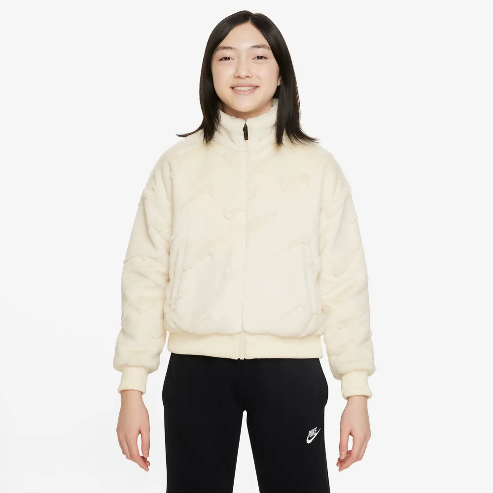 Nike Faux Fur Trend Jacket  - Girls' Grade School