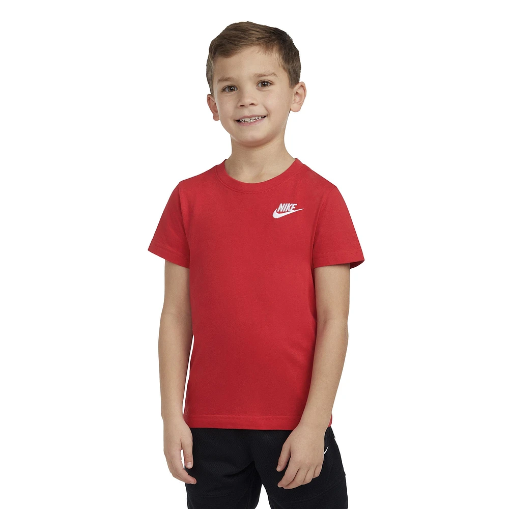 Nike Boys Nike NSW Embroidered Futura T-Shirt - Boys' Preschool Red/White Size 4