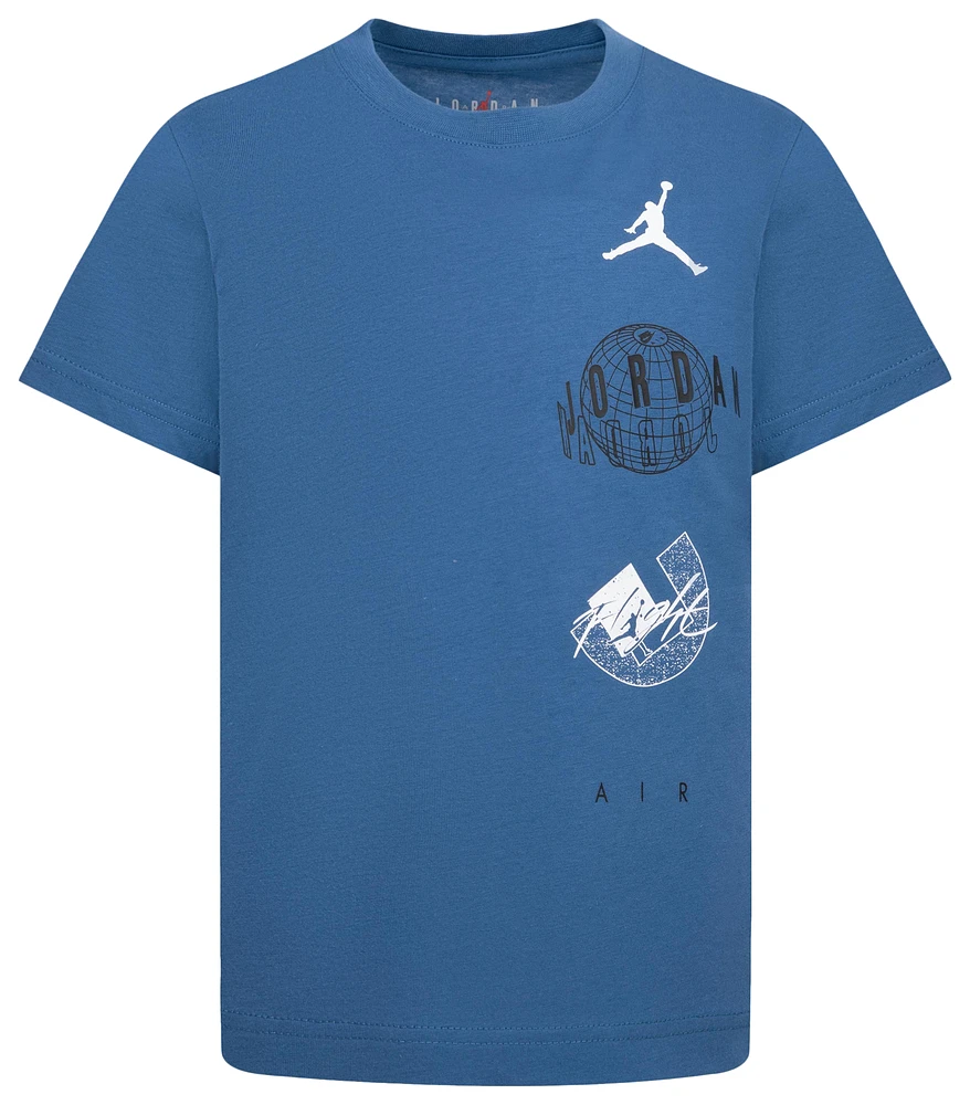 Jordan Boys Air Globe Short Sleeve T-Shirt - Boys' Preschool Blue/White