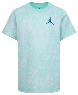 Jordan Boys Net Flight AOP Short Sleeve T-Shirt - Boys' Preschool Green/White