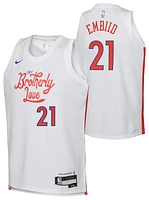 Nike Boys Joel Embiid 76ers City Edition Swingman Jersey - Boys' Grade School Red/White