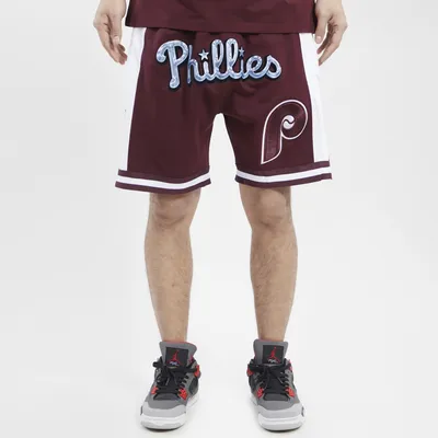 Pro Standard Mens Pro Standard Phillies Chrome Fleece Shorts - Mens Maroon/White Size S
